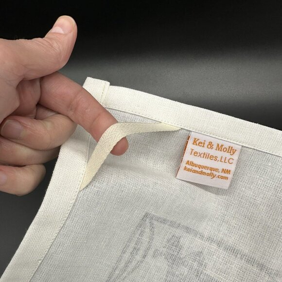 Kitchen Dish Towel Hand Printed Original Design Gray Just Married Kei & Molly - Picture 10 of 12